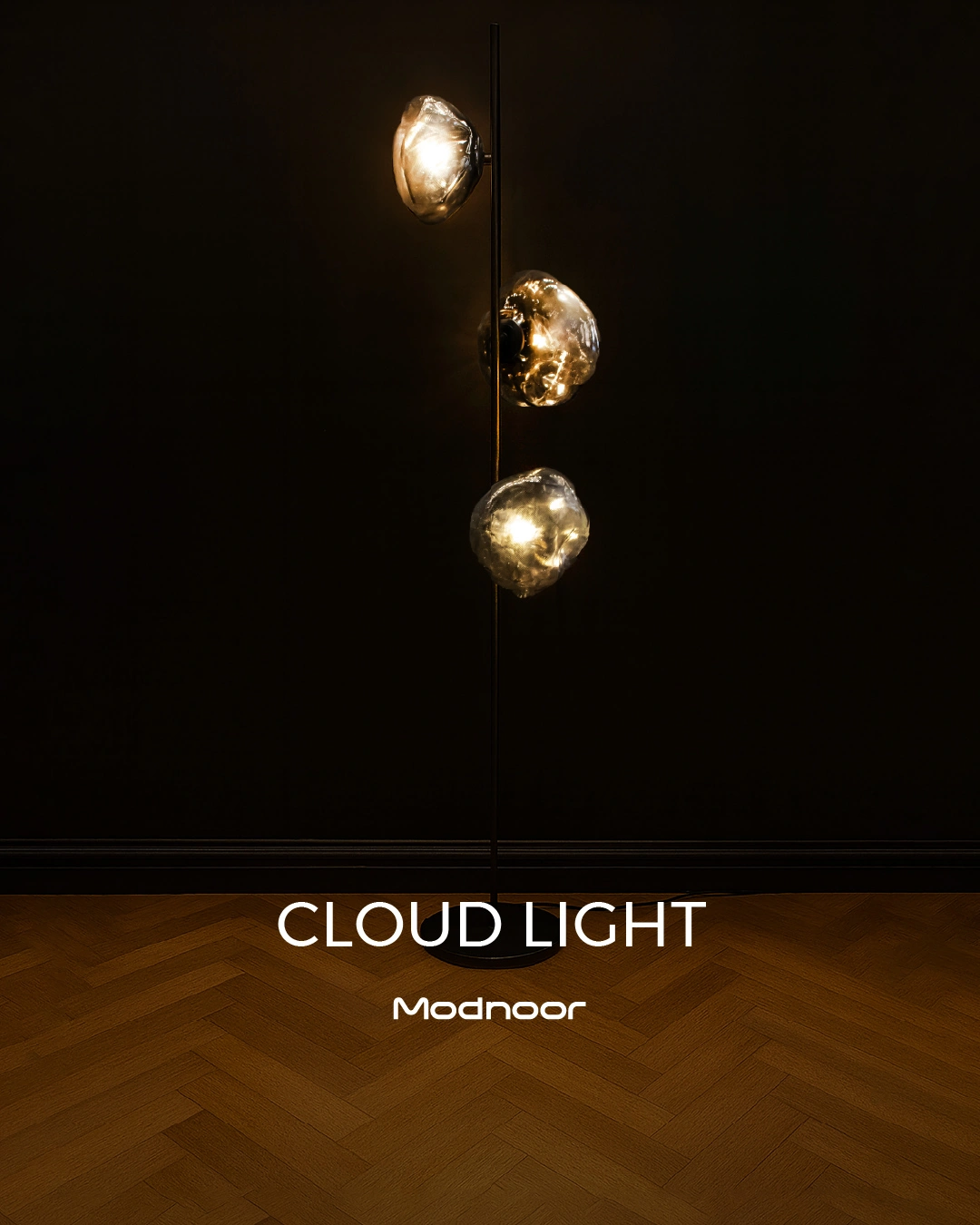 CLOUD-istade2-01 آباژور ایستاده 3 شعله کلود به صورت قرار گرفته در فضای تاریک