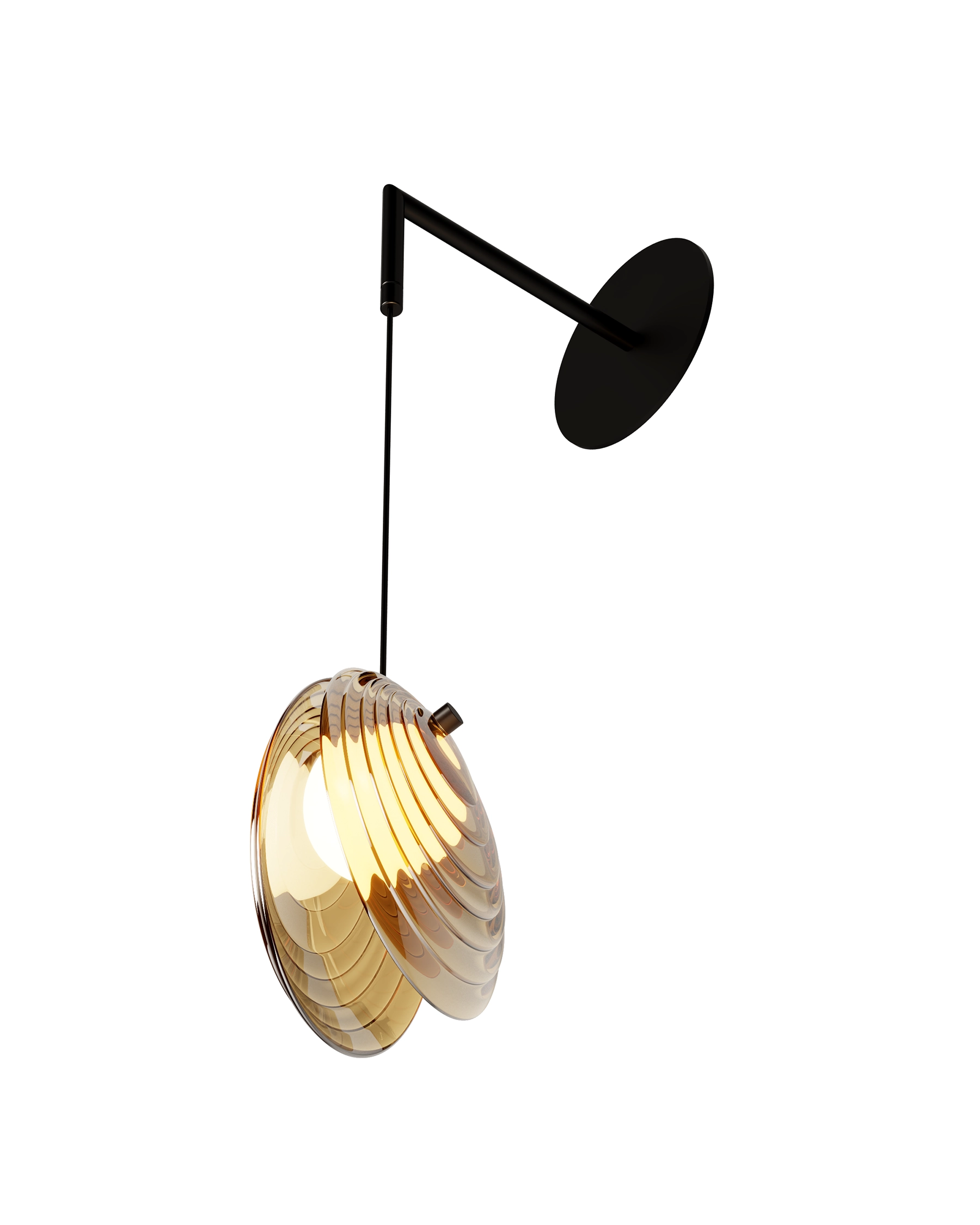 Akoya Wall02 دیوارکوب آکویا به رنگ حباب عسلی و در حالت روشن- مدنور