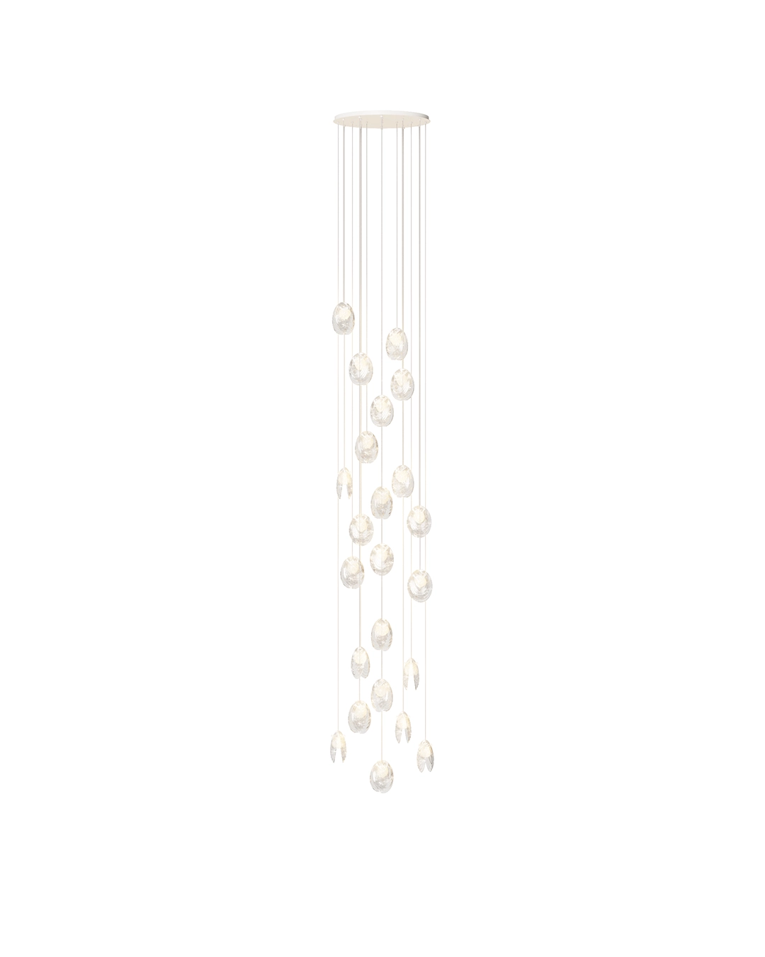 Akoya-57-L1 لوستر 25 شاخه وید و لابی آکویا Akoya با کفی قطر 57 لوستر 25 شاخه وید و لابی آکویا با قطر کفی 57 سانتی متر و رنگ حباب شیری - مدنور modnoor
