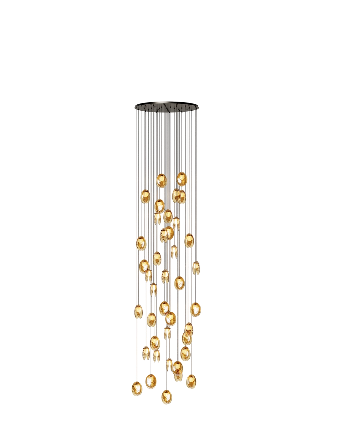 Akoya-87-L2 لوستر 40 شاخه وید و لابی آکویا Akoya با کفی قطر 87 لوستر 40 شاخه وید و لابی آکویا Akoya با کفی قطر 87 و رنگ حباب عسلی - مدنور modnoor
