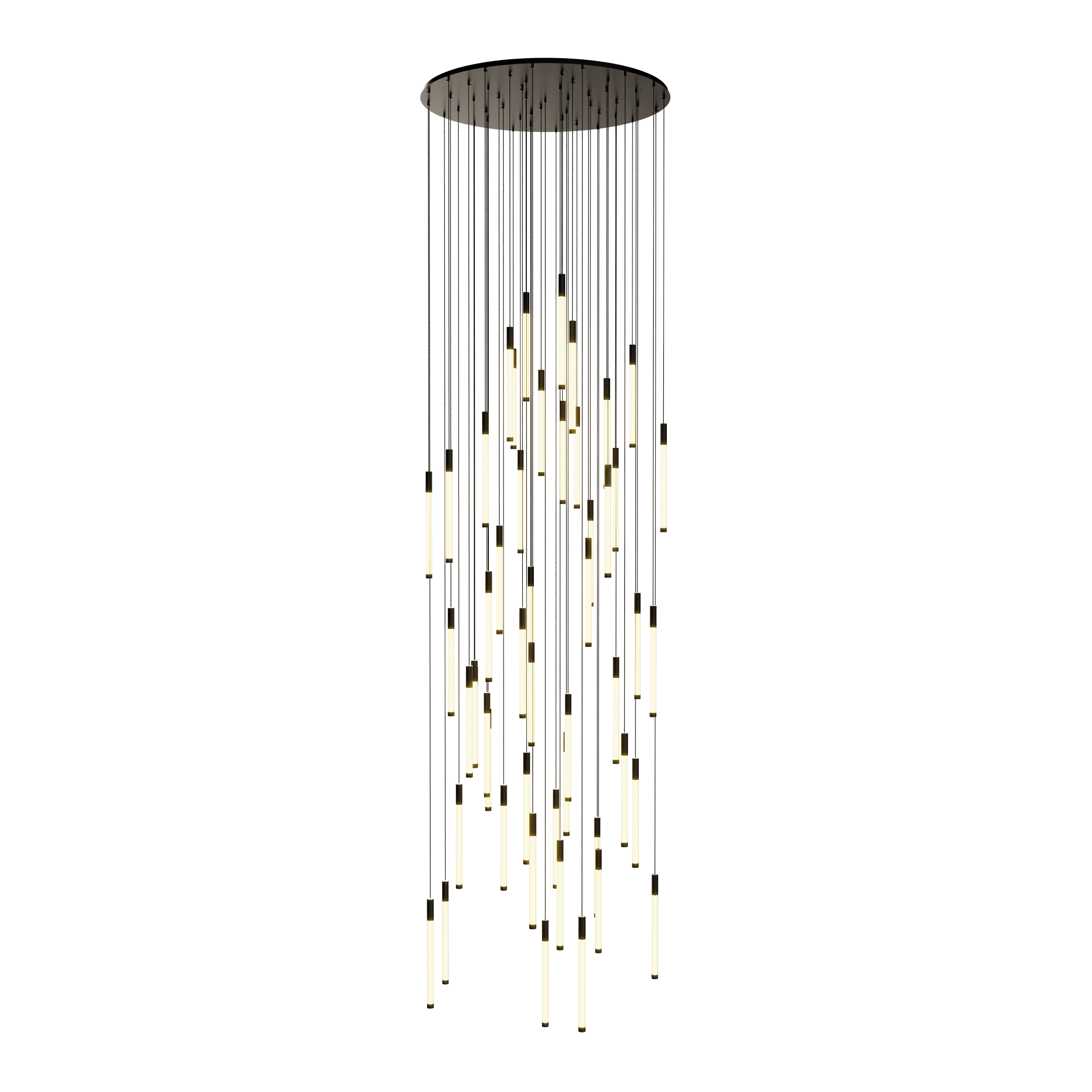 Noro_117cm_Lobby.00005 لوستر قطر 117 وید و لابی 50 شاخه نورو 01 (01 Noro) در حالت روشن و نمایی از روبرو و در حال روشن- مدنور