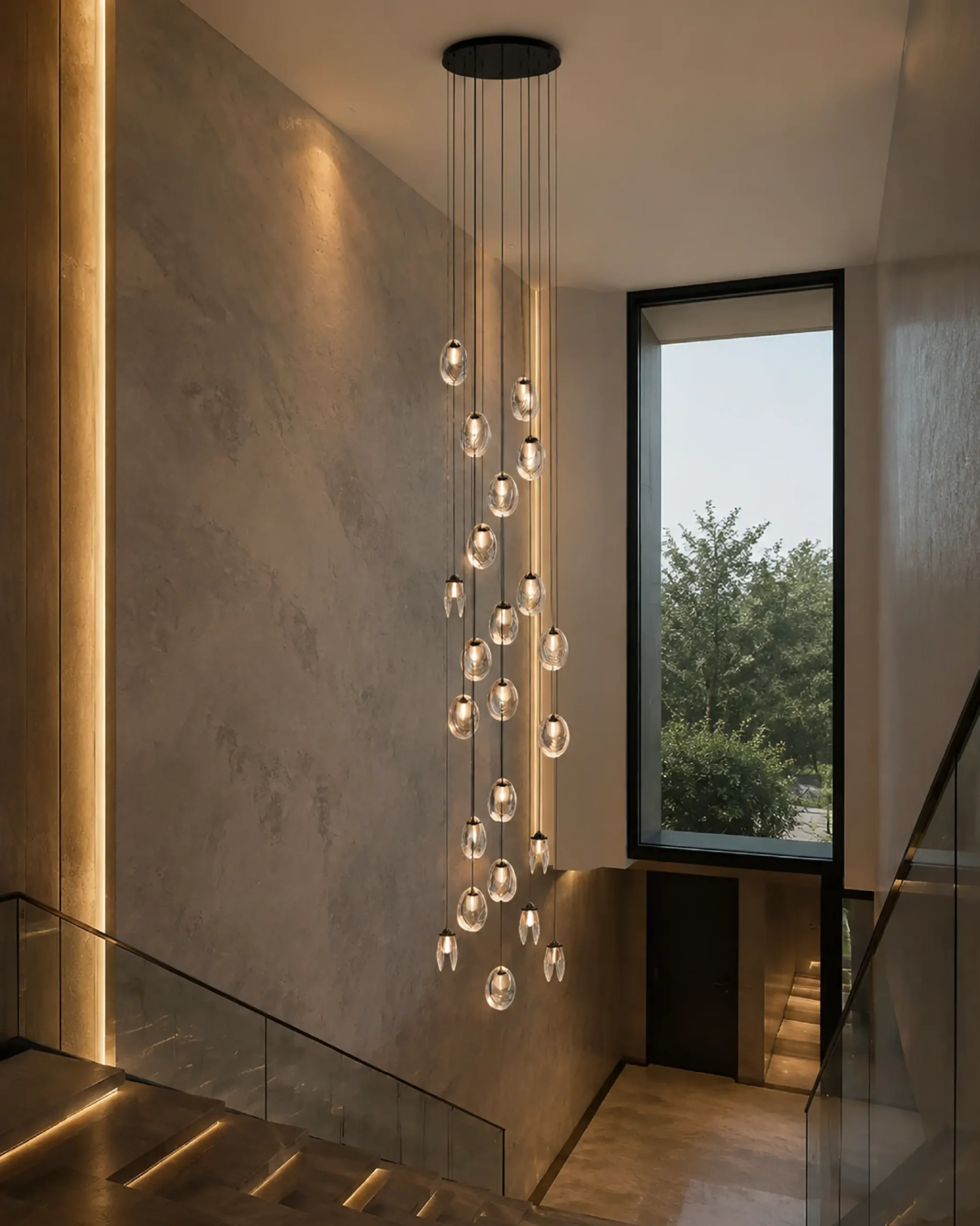Akoya_57cm_Lobby-06 لوستر 25 شاخه وید و لابی آکویا رنگ دودی مناسب فضای 20 متری وید و لابی - مدنور