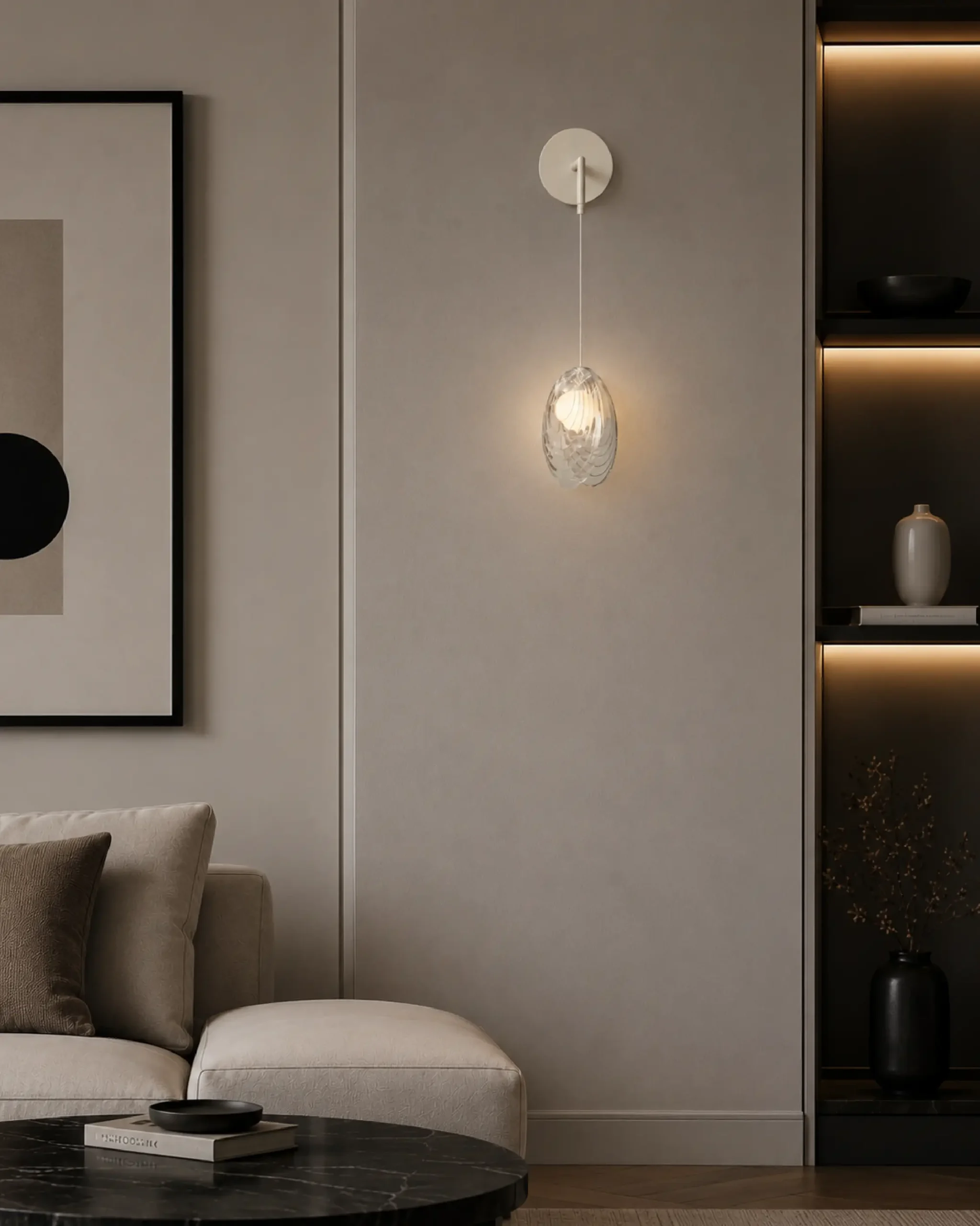 Akoya_Wall-07 دیوارکوب آکویا با قطر حباب 19 در 10 و به رنگ حباب شفاف - مدنور