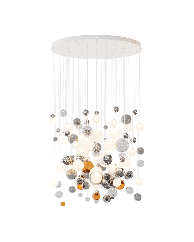 Apollo_120cm.01 لوستر قطر کفی 120 CM آپولو و از نمای روبرو و در حالت روشن - مدنور