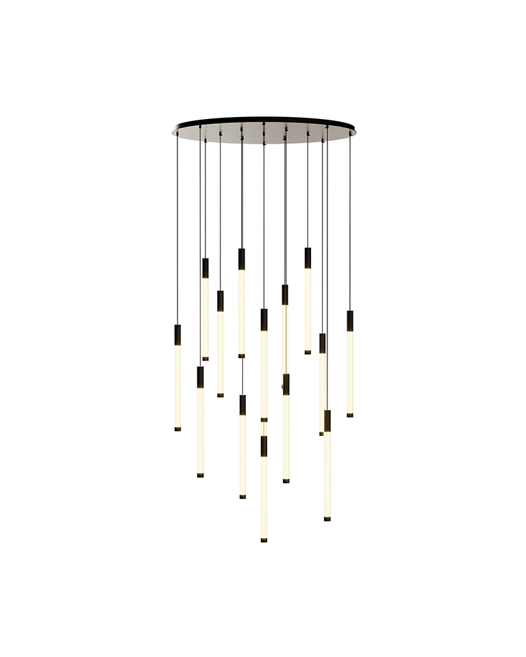 Noro_87cm.01 لوستر قطر 87 و 15 شاخه نورو 01 (01 Noro) در حالت روشن- مدنور